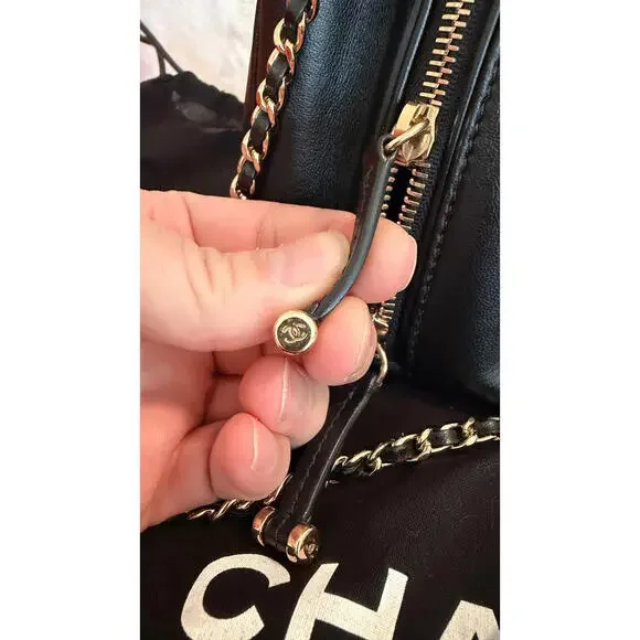 CHANEL BLACK QUILTED BOWLING CHAIN BAG - Picture 11 of 16